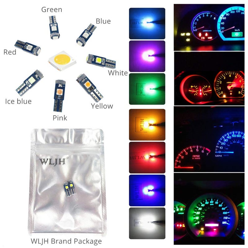 WLJH مصابيح WLJH 6x T5 LED ويدج خالية من أخطاء Canbus 74 73 17 ساطعة للغاية بيضاء 3030 شريحة لسيارات عدادات لوحة القيادة ومؤشرات لوحة الأدوات - Image 5